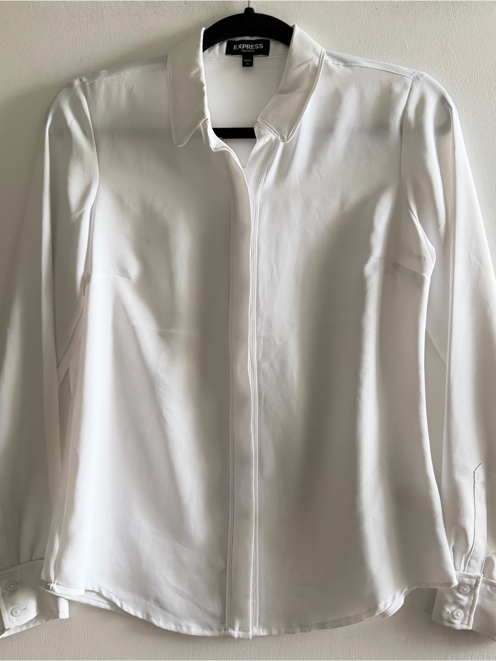 Express White Long-Sleeve Collared Blouse Jacket